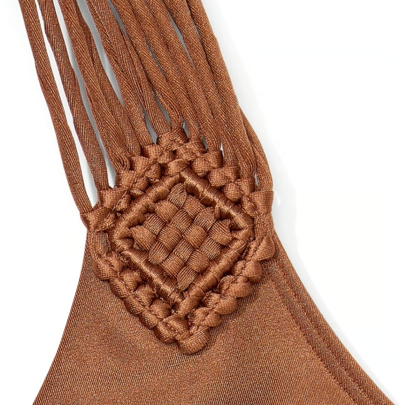 NWT Victoria's Secret Archive Swim Collection Macrame Fringe Caramel Bikini - Picture 5 of 8
